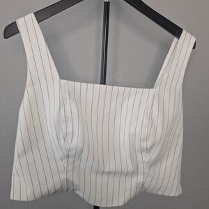 19 Cooper White Pinstripe Crop Top